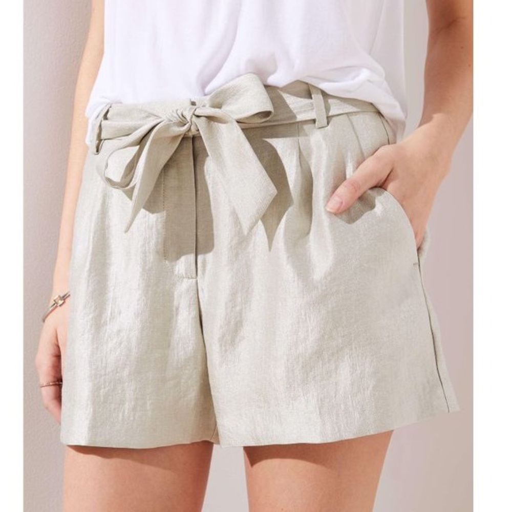 LOFT Shimmer Fluid Tie Waist Shorts